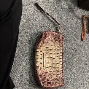 Brahmin Metallic Crocodile-Embossed Wristlet